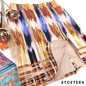 ETCETERA Multicolored Double Gold Front Zipper Skirt Absolutely Gorgeous Sz 4